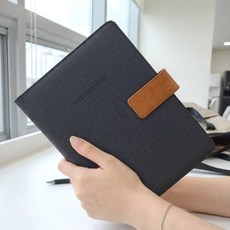 비오파파 6공 만년 업무용 A5 가죽 바인더 다이어리, 1개, 블랙
