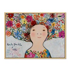 꽃 소녀 캔버스 방 일러스트 거실그림 캔버스액자, 프레임이 없는 그림(백플레이트 포함)