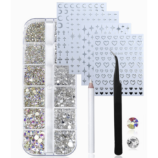 마이뷰티 네일 파츠 + 네일 스티커 4장 + 네일 핀셋 + 스톤피커, 1세트, 네일파츠 1개+네일 스티커 4장+네일 핀셋+스톤피커