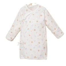 優貝比 嬰兒棉製燈熊圖案反摺袖肚衣 寶寶舒適側開襟上衣