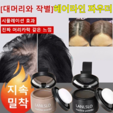 1+1 LANLSLO헤어라인 파우더 · 쉐이딩 · 넓은 이마 보정 &amp;amp; 채움 헤어커버쿠션 헤어라인 커버, 블랙, 4g