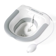 折疊可沖洗坐浴盆 按壓式出水 免電坐盆 免蹲浴盆 通用式馬桶坐浴盆 馬桶盆 私密清潔坐浴盆【ZG0503】 約翰家庭百貨, 1個, 灰