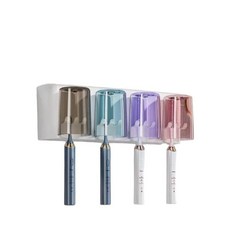 다기능 칫솔홀더 칫솔꽂이 선반 벽에 장착된 비천공 구강청결제컵 컵 치약 거치대, 3. 2컵 무표정 스티커 컵x2
