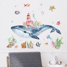 아이방 꾸미기 베란다 시트 인테리어 스티커 벽지 고래 모티프 거실 UWFLNH1G, 30x90cm