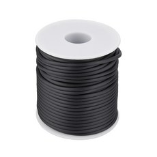 길이 25m의 속이 빈 PVC 튜브형 합성 고무 코드가 흰색 플라스틱 스풀에 감겨 있으며 검은색 3mm 구멍(1.5mm)이 있습니다., 검정색, 1개