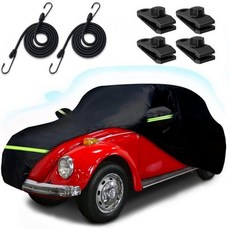 1960-1980 비틀 버그 세단 2도어 방수 전천후 풀카 커버 210T 야외 방풍 커버 도어 지퍼 최대 167 L 블랙, Beetle Bug, 1개