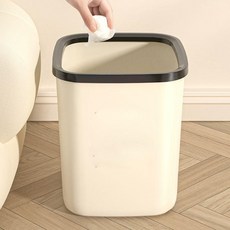 高顔值大容量家用垃圾桶 廚房客廳衛生間辦公室適用, 14L奶白色1個裝破損包賠