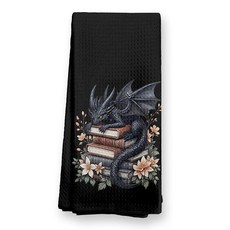 TopXmai Vintage Bookish Dragon Kitchen Towels Bookish Gifts Tea Dish Towels for Kitchen Decor Gi, 02child