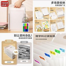 2026透明試卷收納袋多層便攜大容量加厚A4文件袋學生考試科目分類02, 單個白色贈學科記錄貼,升級加厚大容量收納, 1個