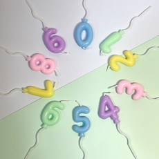 미니 꼬불숫자초 생일 조각케이크 한입케이크 귀여운 컬러 케이크초 올넘버 세트 월별기념 촬영, 1개, 50g, 0~9세트