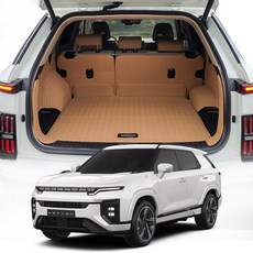 신형 액티언 트렁크 매트 풀커버 차박 캠핑 가죽 등받이, 2열등+트렁크풀커버, 블랙