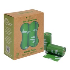 Best Pet Supplies 강아지 배변 봉투 찢어짐 방지 강아지 쓰레기 봉투 리필 d2w 조절 라이프 플라스틱 기술, GRS 그린 (무향)