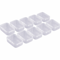 [바이베이직] 세트 다용도 미니 케이스 PP 플라스틱 5.5cm 4cm 2cm 악세사리 소품정리함 전자부품 피스 공구 탑로더 샘플 약통 수납 자구 씨앗 가차 스티커 보관함, 10개, 단일 사이즈 투명