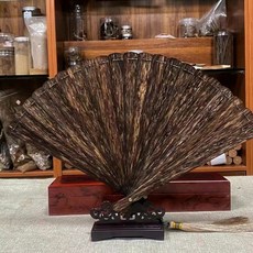 沉香木折扇 越南芽莊6A級工藝擺件 中國複古, 1個, 長23cm,芽莊6A沉香扇