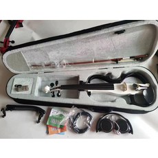 전자 바이올린 사일런트 초보자용 일렉트릭 레슨용 무소음, 1개, 블랙 앤 화이트 투톤, 기본 모델명/품번