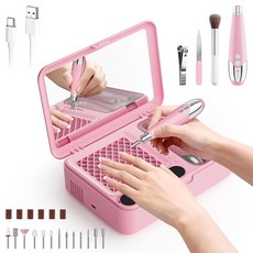 WOBSION 네일 먼지 집진기 및 전기 무선 드릴 2-in-1 세트 휴대용 아크릴 젤 제거 연마 초보자용 매니큐어 도구 가볍고 재충전 가능하며 가정에 이상적입니다