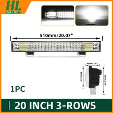 열 라이트 화이트옐 스팟 플러드 콤보 빔 픽업트럭 보트용, 1개, 9. 20inch White