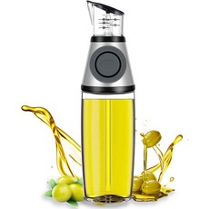 주방 요리 샐러드 베이킹 튀김용 계량 저울 펌프가 있는 오일 디스펜서 병 17온스 올리브 스프레이어 투명 유리 리필 가능 및 식초, Silver