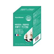 뉴트리바이옴(뉴바옴) 비타민 B12 코발라민 포뮬러 + 마그네슘 세인트존스워트 영양제 엽산대사에 필요, 1개, 60정