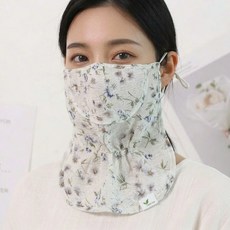 로튼 국내제작 지지미 마스크 분리형 자외선차단 골프 등산 스포츠 햇빛가리개, 1개, 베이지 데이지