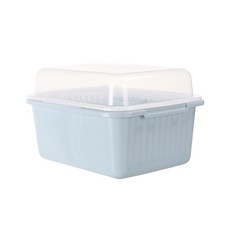 聯府 巧婦掀蓋碗籃(大) 台灣製 掀蓋式碗盤瀝水收納籃, 藍色, 1個