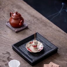 吉時禮盒 喜事香具套裝 臥香爐 龍涎香檀香沉香家用熏香爐送禮, 1個, 不配香,雙喜臨門陶瓷香插