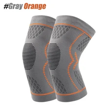 달리기 무릎 고통을위한 1 쌍 압축 보호대 지원 슬리브 반월상 연골 운동 스포츠 관절염, 03 M, 01 Gray Orange-1Pair