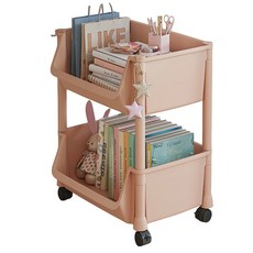 hitiya 책상 밑 책꽂이 이동식 만능 책정리 서류 수납랩 책꽂이, Pink