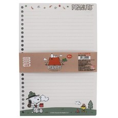 現貨正版 史努比26孔活頁夾 B5資料夾 Snoopy 26孔活頁夾 胡士托 查理布朗 文件夾, 1個, 露營-活頁紙32張, 黃色、藍色、綠色