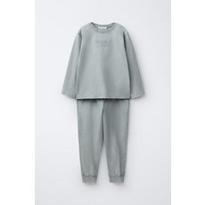 국내배송 자라 ZARA 6-14세 워싱 페이크 자수 텍스트 파자마 - 그레이 983999
