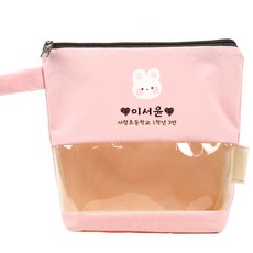 세맘스 TPU투명 크레용 양면방수 네임 수건파우치, 1.버니, 핑크