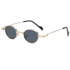Long Keeper 레트로 타원형 선글라스 여성용 남성용 스몰 라운드 빈티지 메탈 펑크 Sunnies UV400 보호 골드 블랙.