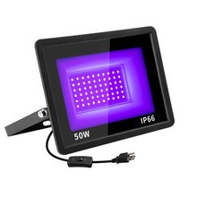 할로윈 유령의 집 파티 IP66 방수 형광등 AC110-240V 보라색 395nm LED UV 경화 램프 자외선 투광 조명, 01 50W, 02 EU Plug
