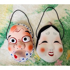 日本傳統面具 火男 おかめ 派對裝飾, 彩色, 1套