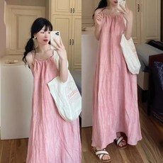 Yellwel 여성용 여름 민소매 원피스 바닷가용 롱 드레스 DJP