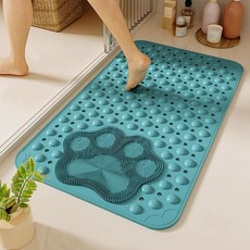 DFMEI 浴室防滑墊廁所淋浴間衛生間防摔腳墊孕婦老人專用環保按摩腳墊子, 馬爾斯綠【可愛貓爪款】:41x73cm, 1個