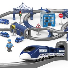 쇼즐 DIY 트랙 기차 작동완구 이케아 하페 원목 기차 장난감 호환 4종, 경찰 92pcs, 1개