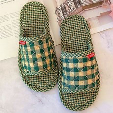 兒童亞麻室內拖鞋，親子款居家防滑厚底拖鞋