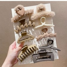 PINK EMPRESS 絨毛髮夾 大號秋冬咖啡色韓版 美拉德穿搭