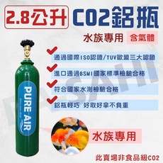 鋼瓶 co2鋼瓶 2.8公升 二氧化碳鋁瓶 CO2鋁瓶 CO2 氣瓶 水族 二氧化碳鋼瓶 CO2鋼瓶 養水草, 1個, 含二氧化碳