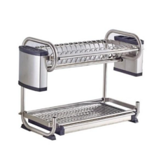 304不鏽鋼雙層碗盤瀝水架，壁掛式餐具瀝水置物架，廚房收納好幫手，節省空間設計, 1個, 304不鏽鋼可掛牆雙層碗盤瀝水架, 2層