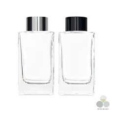 디퓨저용기 직사각 투명 유리 속캡포함 100ml 공병, 10개, 블랙캡