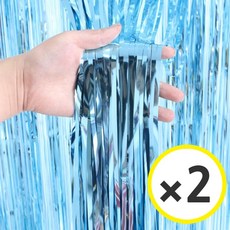 생일파티 용품 파티커튼 42컬러 홀로그램/새틴 무광/파스텔/샤이니 포토존 소품 은박 수술 가랜드 커튼 [에브리띵스마일], 샤이니 스카이블루, 2개