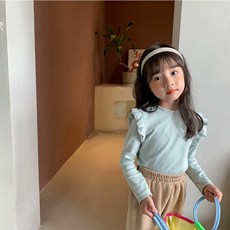 크리스탈하우스 여아용 어깨 프릴 긴팔 티 CB014