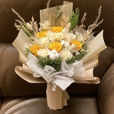 加州陽光 玫瑰永生花乾燥花束：情人節告白/聖誕節/生日/畢業禮物首選, 心中暖陽,都不需要加