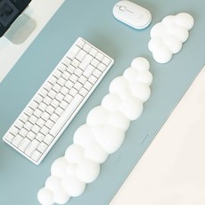 잼몬스터 메모리폼 구름 마우스 손목 받침대 키보드 팜레스트 세트, 화이트, 1개 화이트, 1개