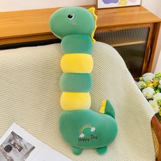 可愛恐龍造型長條毛絨抱枕, 綠色, 1個