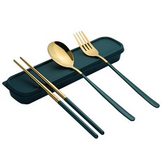 特選工廠 葡萄牙不鏽鋼環保餐具組 五色可選 便攜餐具 湯匙 筷子, 【綠色】, 4個