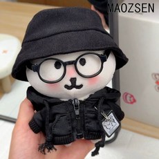 臺灣出貨-新款娃衣13cm自嘲熊衣服可愛黑熊外套衛衣帽子套裝玩偶公仔配飾, 1個, 自嘲熊【黑拉鍊衛衣+帽子,13cm自嘲熊可穿【沒有娃娃