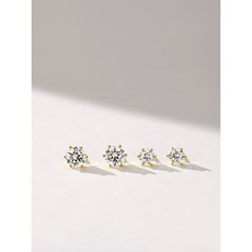 Clair 六爪鑽耳釘 JE00002, 1個, 50分,18K黃色